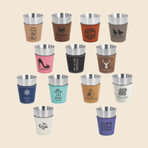 Engraved Leatherette Shot Glasses