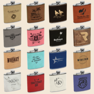 Engraved 6oz Leatherette Flasks