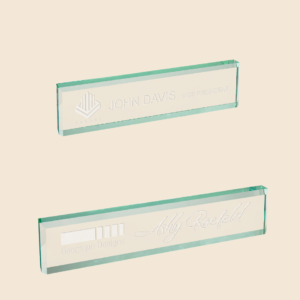Engraved Glass Desk Wedge
