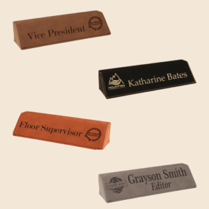 Engraved Leatherette Desk Wedge