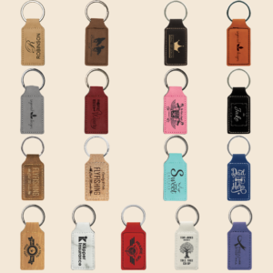 Engraved Leatherette Rectangle Keychains