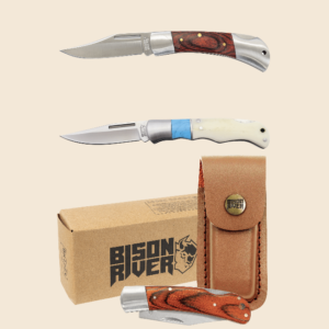 Engraved Bison River Folding Knives