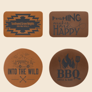 Engraved Genuine Leather Patches with Adhesive