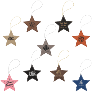Engraved Leatherette Star Ornaments
