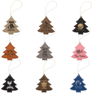 Engraved Leatherette Tree Ornaments