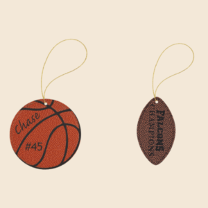 Engraved Leatherette Sport Ornaments
