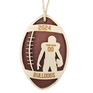 Engraved Wood Football Ornaments