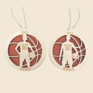 Engraved Wood Basketball Ornaments