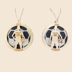 Engraved Wood Soccer Ornaments