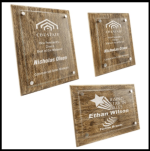 Engraved Barnwood Floating Acrylic Plaques