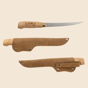 Engraved Bison River Fillet Knife with Leather Sheath