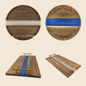 Engraved Acacia and Resin Serving Trays